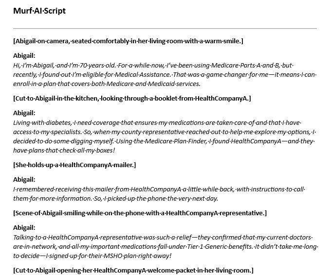 Murf AI script sample for eLearning narration